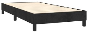 fekete bársony rugós és LED-es ágy matraccal 90x200 cm