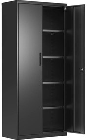 Iratszekrény, többcélú szerszámos szekrény, acél tároló szekrény, fekete