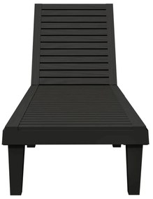 2 db fekete polipropilén napozóágy 155 x 58 x 83 cm