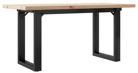 tömör fenyőfa és öntöttvas O-vázú dohányzóasztal 100x50x45,5 cm