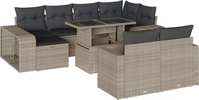 vidaXL 11 részes világosszürke polyrattan kerti ülőgarnitúra párnákkal