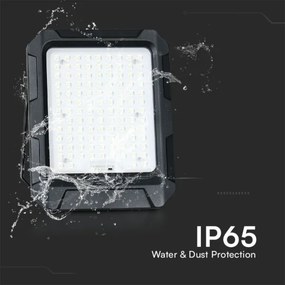 LED napelemes reflektor 10W, 3,7V, IP65, 4000K, fekete + távirányító