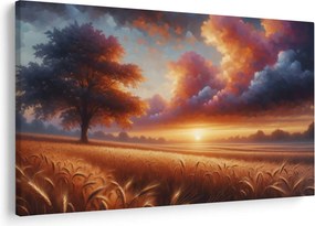 Kép – Naplemente a mezőn (90x60 cm)