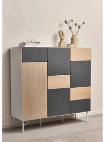 Antracitszürke-natúr színű magas komód tölgyfa dekorral 136x133 cm Edge by Hammel – Hammel Furniture