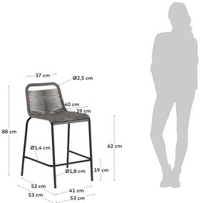 Glenville sötétszürke acélszerkezetű bárszék, magasság 62 cm - Kave Home