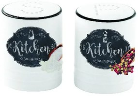 Porcelán só-borsszórószett 65ml, dobozban, Kitchen Basics