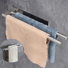 Törölközőtartó Fúrás Nélkül, Dupla Kétkaros Törölközőtartó