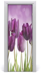 Ajtó tapéta lila tulipánok 85x205 cm