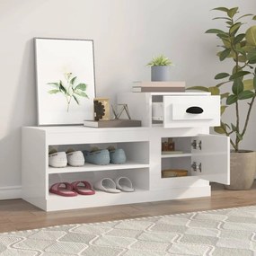 magasfényű fehér szerelt fa cipőszekrény 100x42x60 cm