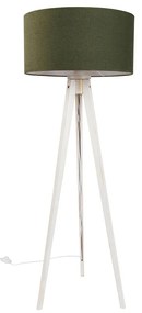 Állólámpa háromlábú fehér, sötétzöld szövetbúrával 50 cm - Tripod Classic