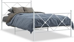 vidaXL fehér fém ágykeret fej- és lábtámlával 100 x 190 cm