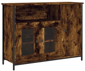 füstös tölgyszínű szerelt fa tálalószekrény 100 x 35 x 75 cm