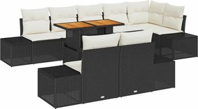 vidaXL Kert étkező szett párnával 9 pcs Fekete és Krém