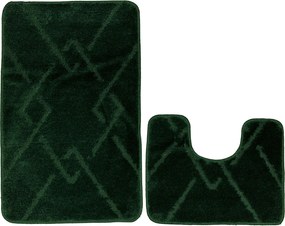 2 részes Gumírozott Fürdőszobaszőnyeg Szett Moreno Zöld Csíkos Rombusz