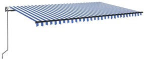 kék/fehér automata szélérzékelős és LED-es napellenző 500x300cm