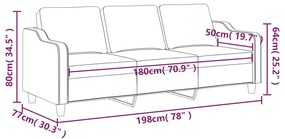 vidaXL 3 személyes sötétszürke szövet kanapé 180 cm