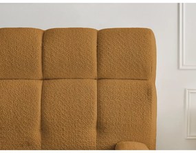 Mustársárga kárpitozott ágyneműtartós franciaágy ágyráccsal 180x200 cm Mont Blanc – Bobochic Paris