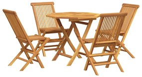 vidaXL 5 részes tömör tíkfa kerti étkezőgarnitúra