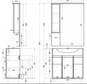 Bianca Plus 75 alsó szekrény mosdóval, aida dió színben