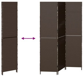 Szobai Elválasztó 3 Paneles Összecsukható Barna 146x180 cm Poly Rattan