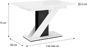 Maasix WGBS Magasfényű Fehér-Fekete 4 személyes étkezőszett Fehér Didier székekkel N