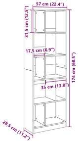 fekete szerelt fa könyvszekrény 57 x 28,5 x 174 cm
