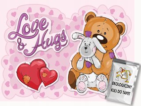 Fotótapéta Flizelina Gyerekeknek Lány mackó nyuszi 150x105 ragasztó