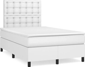 vidaXL fehér műbőr rugós ágy matraccal 120 x 200 cm