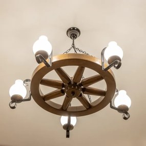 Brilagi - Láncos csillár ROATA 5xE14/40W/230V átm. 70 cm bükk/dió