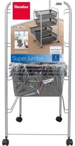 Sötétszürke-ezüstszínű gurulós polcos állvány 46x78 cm – Metaltex