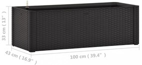 antracitszürke kerti magaságyás öntözőrendszerrel 100x43x33cm