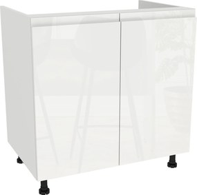 Alsó szekrény mosogató alá 80 Frezo Fehér front Fogantyú nélküli Fehér Akril Fényes