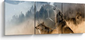 Farkasok üvöltése a holdra képe (órával) (90x30 cm)