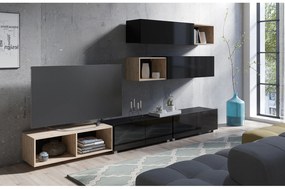 Nappali fal Calabria C25 BLACK (fekete + artisan tölgy) (világítás nélkül). 1051561