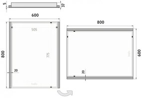 NIMCO ZP 11002 - LED Fürdőszobai tükör háttérvilágítással 6500K 80x60 cm IP44