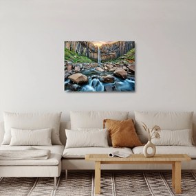 Kép - Svartifossi vízesés, Izland (üvegen) (70x50 cm)