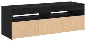 TV Szekrény LED világítással Fekete Tölgy 120x35x40 cm Szerelt Fa