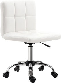 HOMCOM Irodai Szék, Ergonomikus Íróasztali Szék Karfa Nélkül, Magasságban Állítható Forgószék, Számítógép Szék Irodához, Tanulószobába, Műbőr, Fehér |