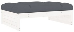 vidaXL fehér tömör fenyőfa kerti lábzsámoly párnával 120x80 cm