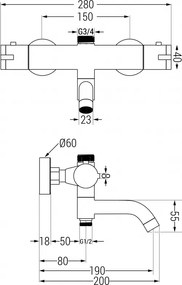 Mexen KAI termosztatikus kád/zuhanycsaptelep, króm, 77900-00