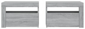 2 db szürke sonoma színű éjjeliszekrény LED-ekkel 60x35x40 cm