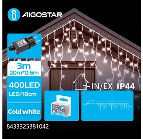 Aigostar - LED kültéri karácsonyi fényfüzér 400xLED/8 funkciós 23x0,6m IP44 hideg fehér