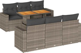 vidaXL 7 részes szürke polyrattan kerti ülőgarnitúra párnákkal