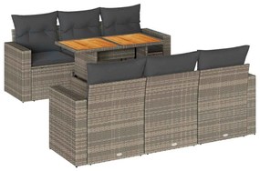 vidaXL 7 részes szürke polyrattan kerti ülőgarnitúra párnákkal