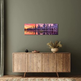 Kép - Buddhák naplementekor (órával) (90x30 cm)
