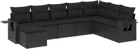 vidaXL 8 részes fekete polyrattan kerti ülőgarnitúra párnákkal