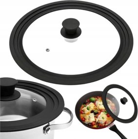 Szilikon Üveg Fedő Edényekhez Fekete Univerzális 3 Méret 28 CM