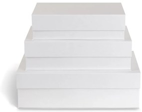 Fehér fedeles dekoratív karton tárolódoboz szett 3 db-os 42,5x29,5x13 cm Kian Paper Laminate – Bigso