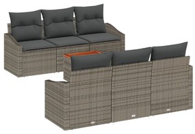 7 Darabos Kert Ágy Szett Párnákkal Szürke Poli Rattan Akácia