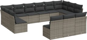 vidaXL 13 részes szürke polyrattan kerti ülőgarnitúra párnákkal